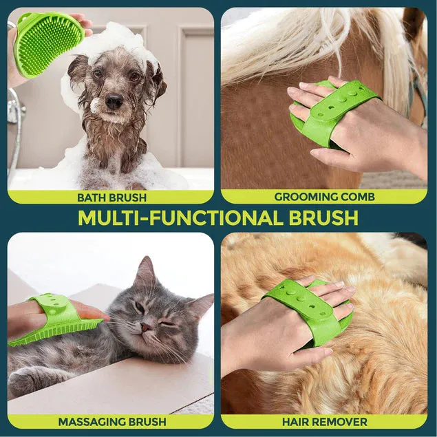 Pet Massage Rubber Bath Brush for Dogs, Cats, Rabbit, &amp; Hamster | Grooming Shampoo Washing Hand Brush - 1 Piece