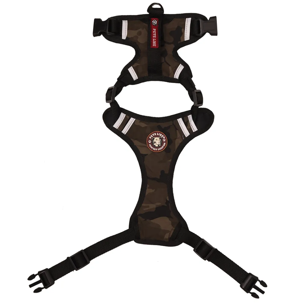 Pets Like Padded Double Side Harness for Dogs (Brown Flange)