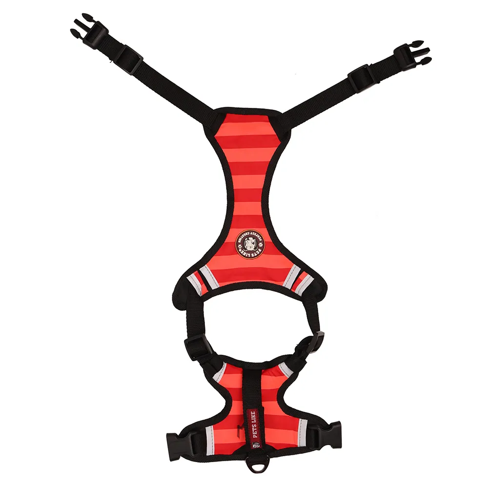 Pets Like Padded Double Side Harness for Dogs (Red & Orange)