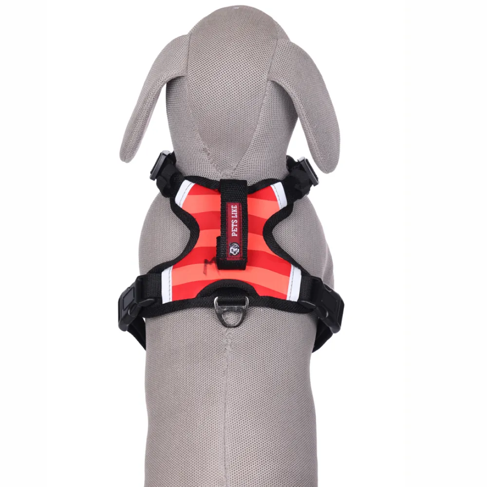 Pets Like Padded Double Side Harness for Dogs (Red & Orange)