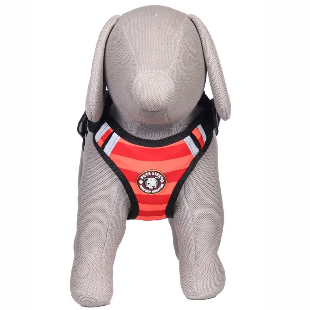 Pets Like Padded Double Side Harness for Dogs (Red & Orange)