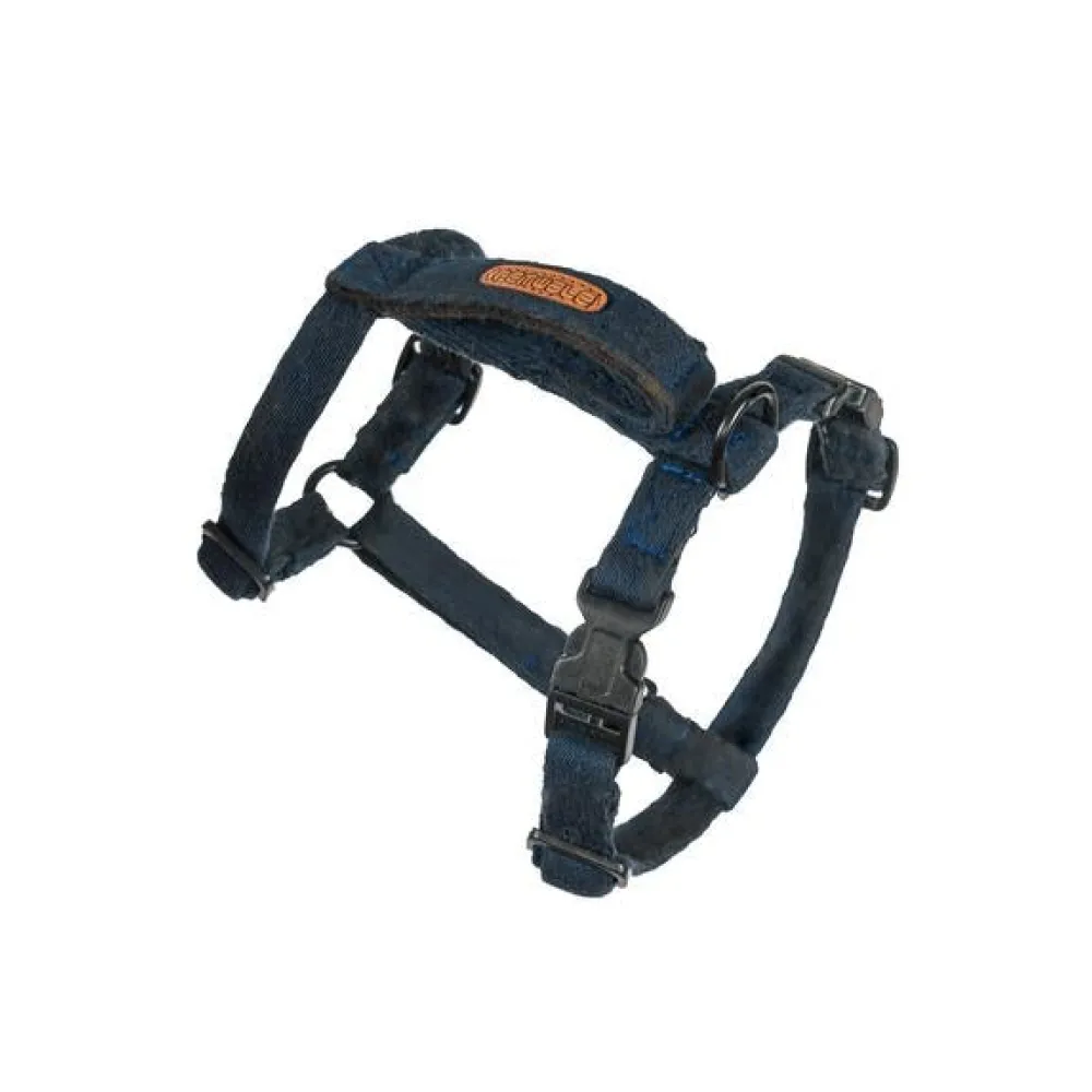 PetWale Cotton Adjustable H Harness for Dogs (Navy Blue)