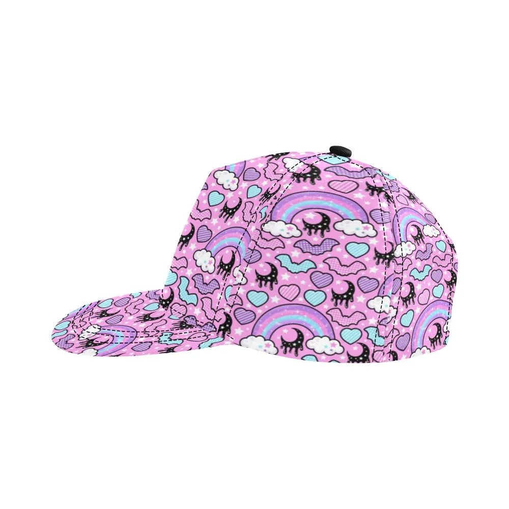 Rainbow Spooky Bats Pink Snapback Hat