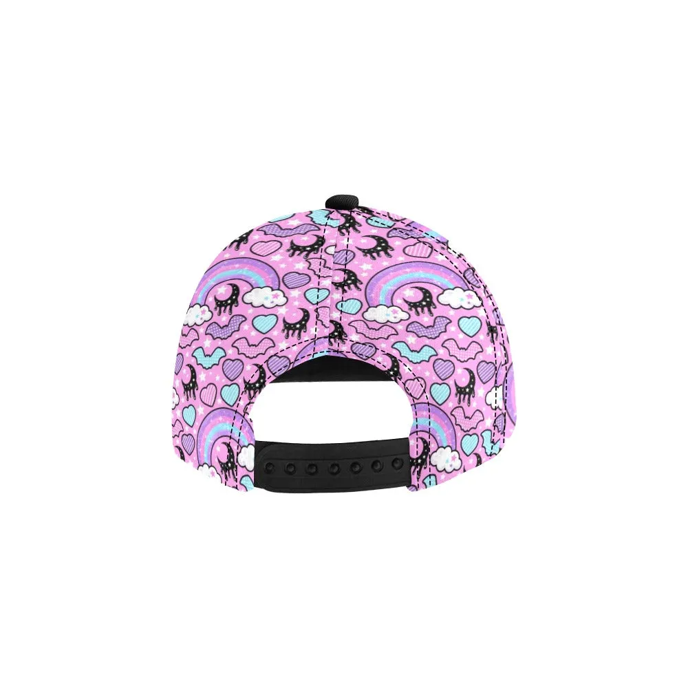 Rainbow Spooky Bats Pink Snapback Hat