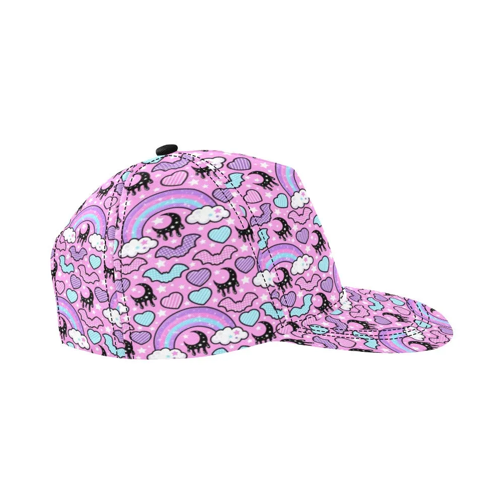 Rainbow Spooky Bats Pink Snapback Hat