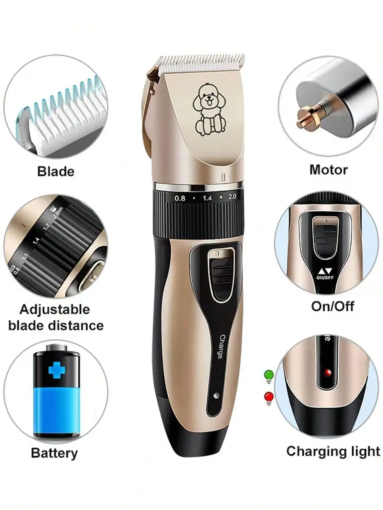 Rechargeable Pet Shaver Clippers Electric Quiet Grooming Hair Clippers Set for Dogs Cats Pets