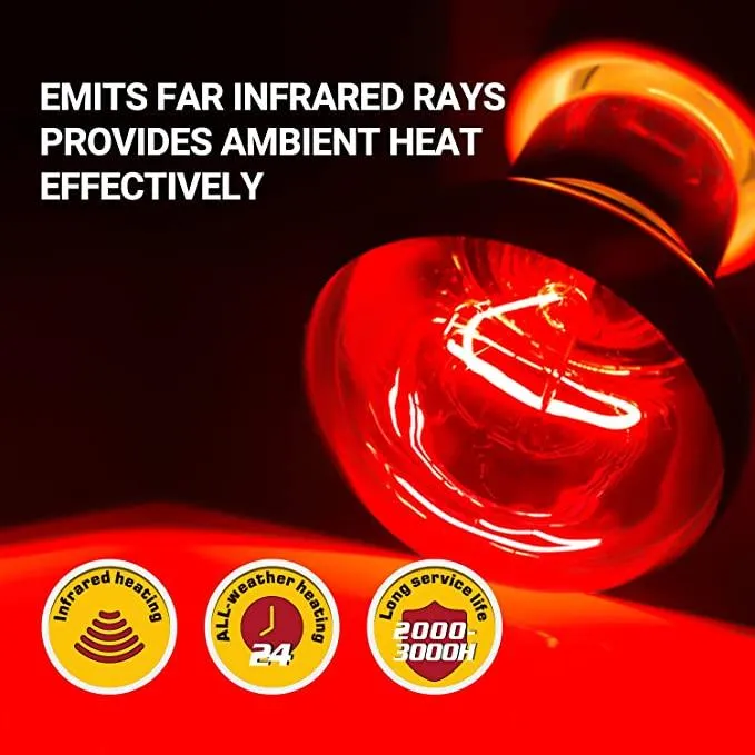 REPTI ZOO 2PCS 100W Infrared Reptile Heat Lamp Infrared Basking Spot Light IFL100
