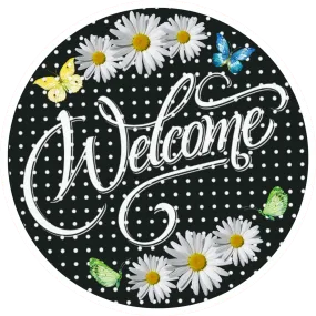 Welcome Daisy Sign, Wreath Center, Wreath Attachment, Wreath Sign