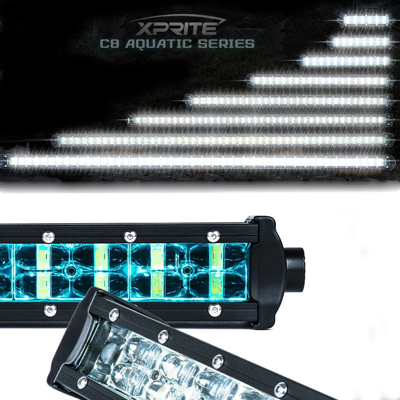 Xprite C8 Series Double Row Philips LED Spot Light Bar with Blue Back Light